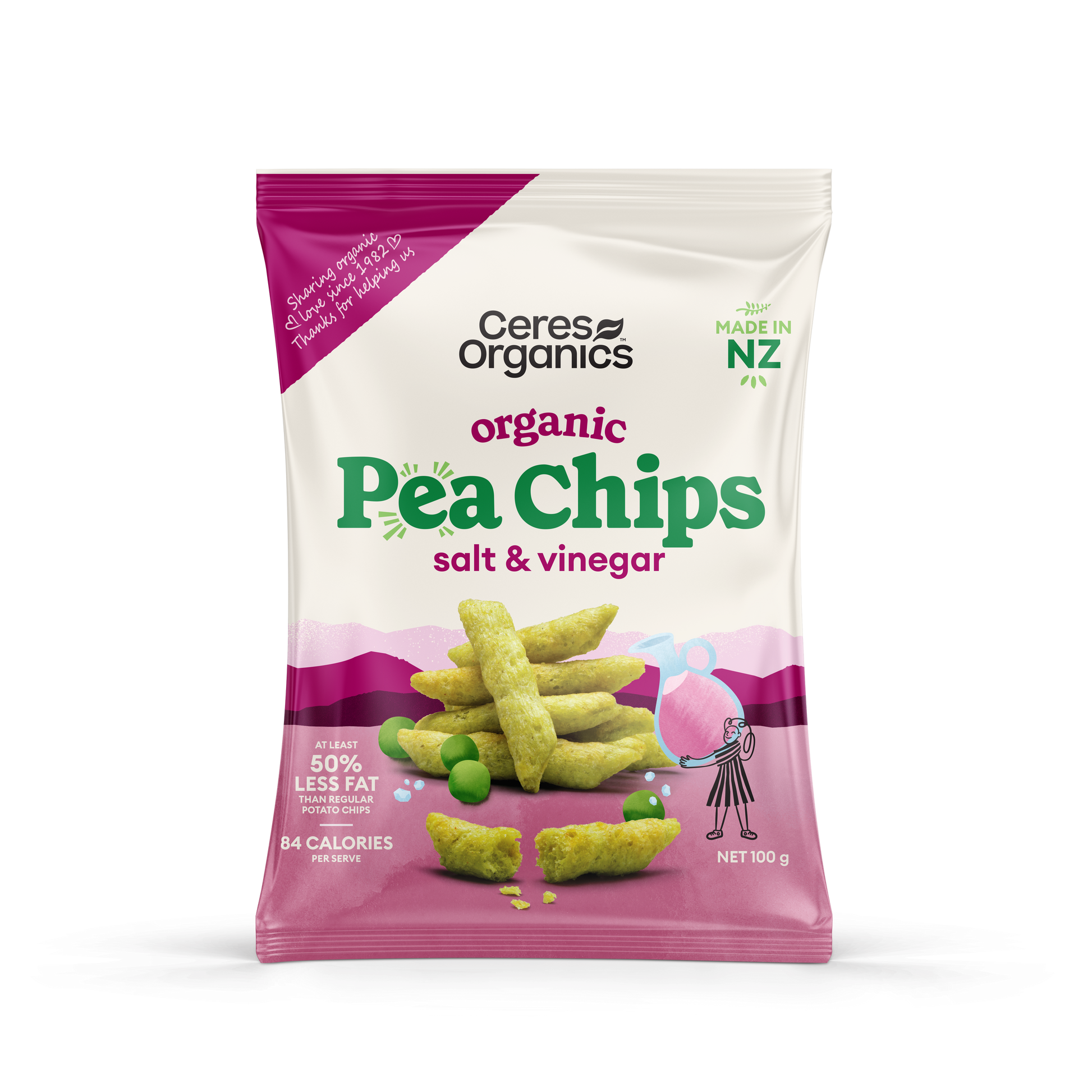 CERES ORGANIC PEA CHIPS SALT & VINEGAR