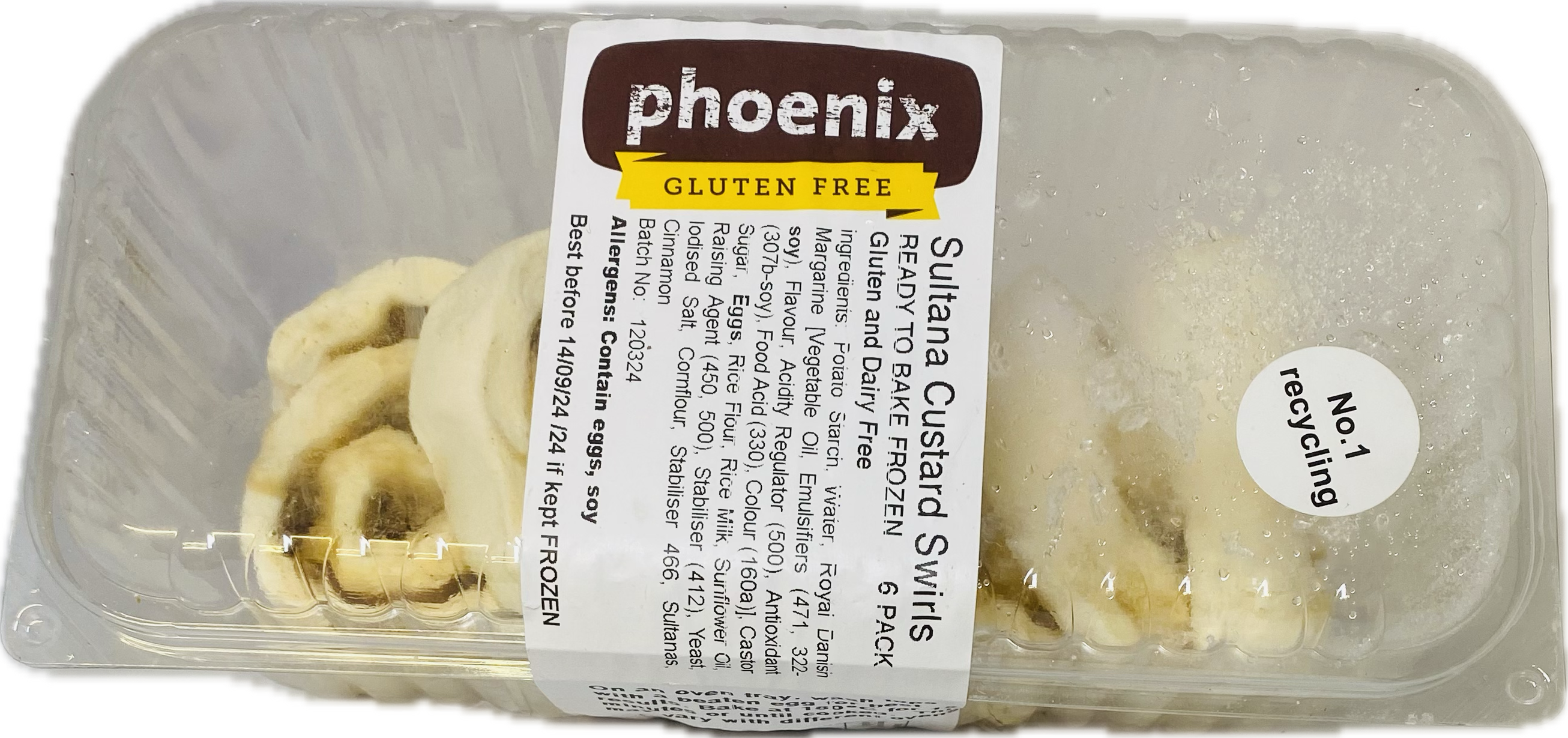 PHOENIX GF SULTANA CUSTARD SWIRLS  6PP