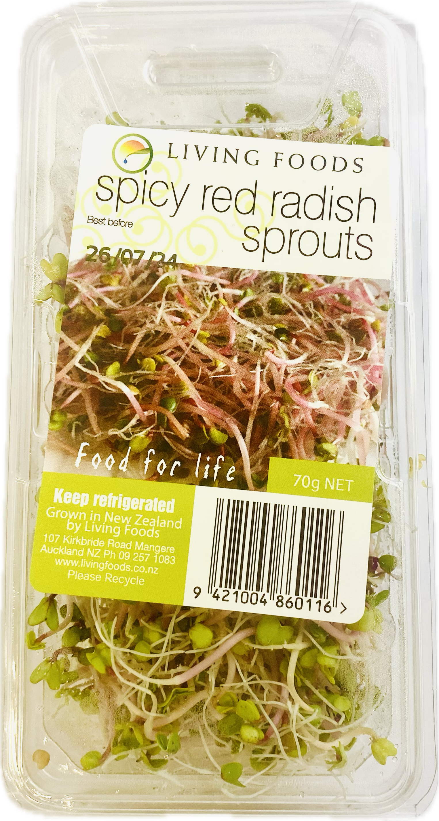 LIVING FOODS SPICY RED RADISH SPROUTS 70G